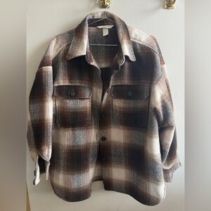 H&M Brown and Cream Plaid Jacket